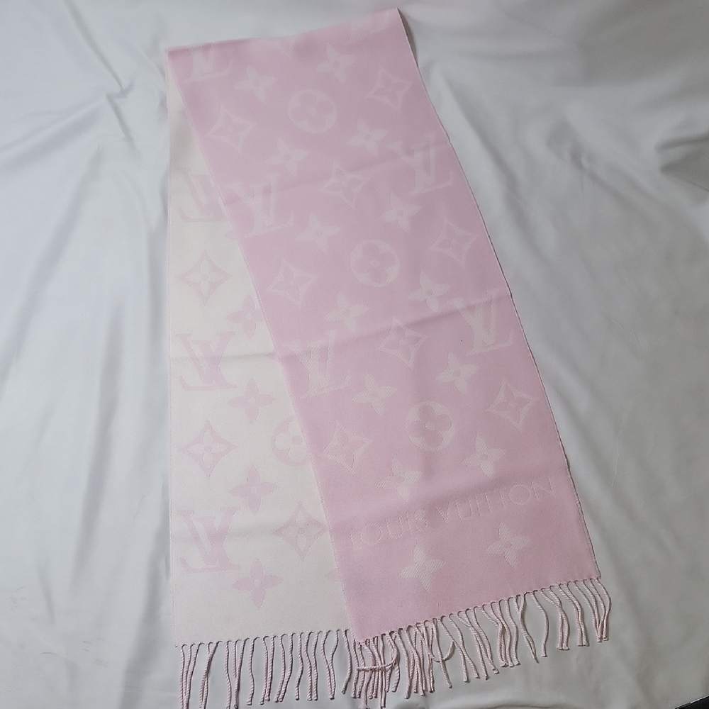 Louis Vuitton Light Pink Monogram Reversible Shawl Scarf